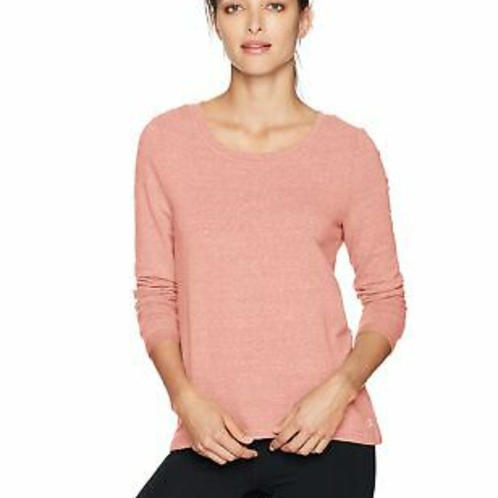 DANSKIN space dye pink wide neck pull-Over shirt